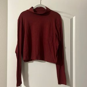 NWT Wild Fable Maroon Cropped Mock Neck Long Sleeve